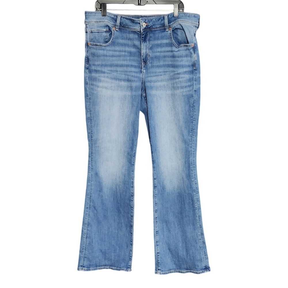 American Eagle Real Good Collection Kick Boot‎ Womens Western Blue Jeans 18 Long